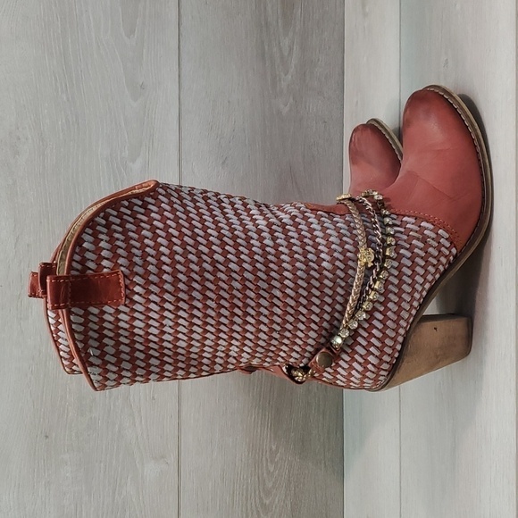 Vintage Y2K Womens Barbie Western Boho Gypsy custom Boots Leather sz38/7 - Picture 3 of 16